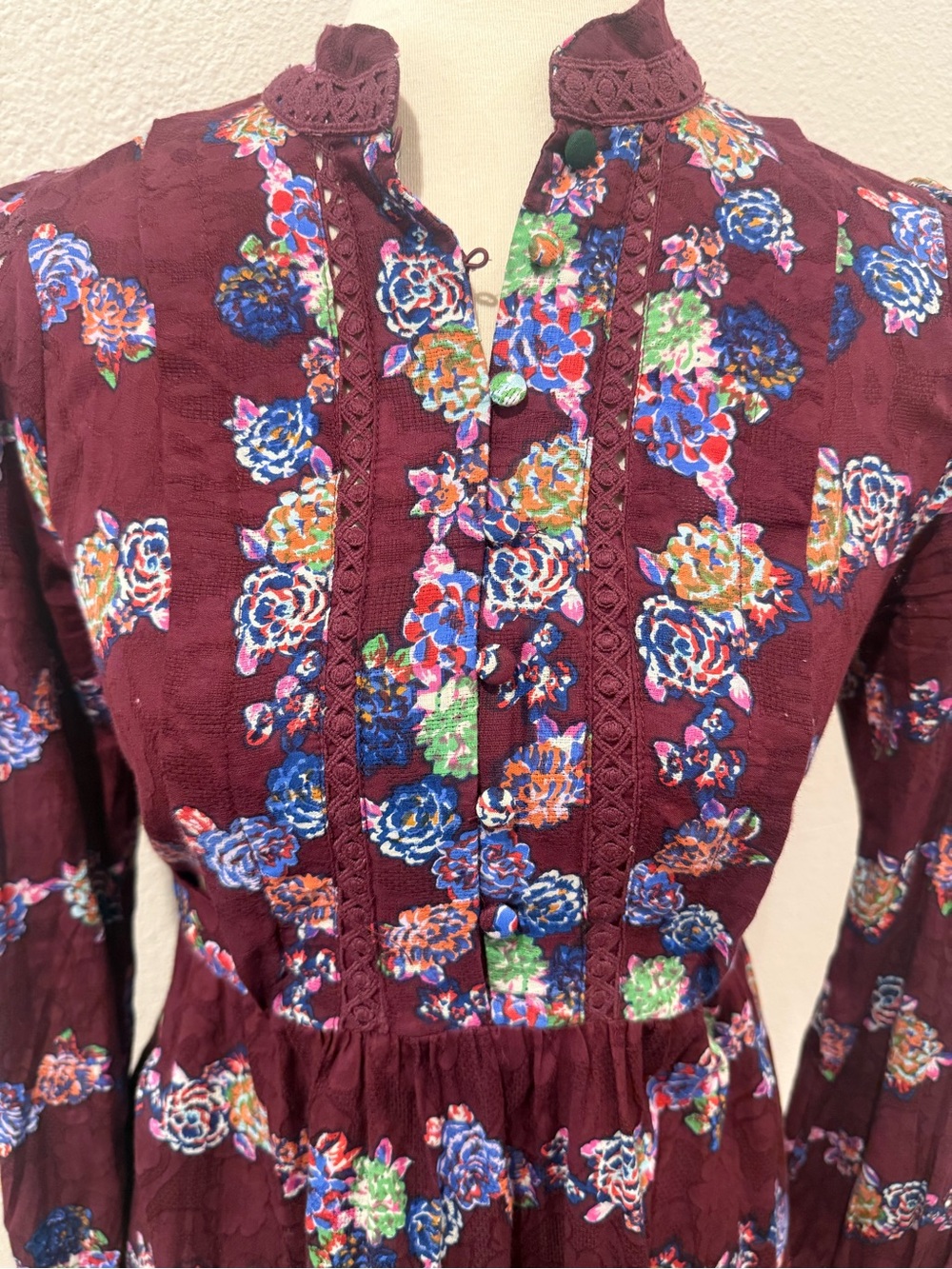 Anthropologie Plum Floral Long-Sleeve Dress - Picture 2 of 16